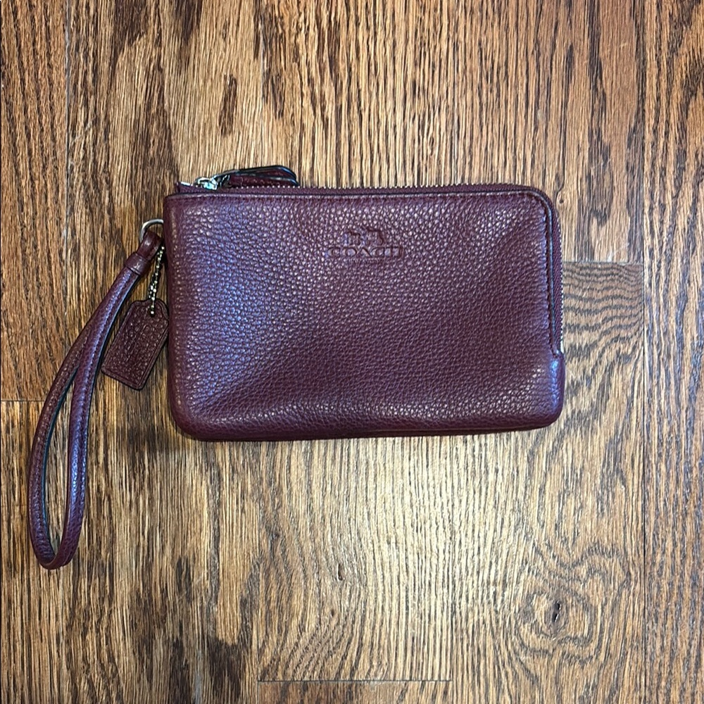 Coach Burgundy/Maroon Leather Wristlet